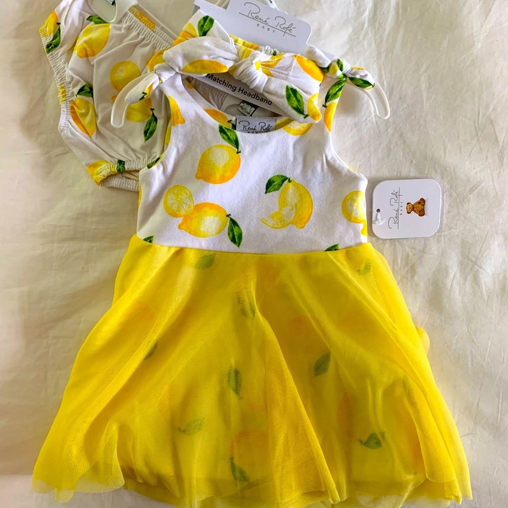 NWT René Rofé Baby | Girls Lemon Dress Set